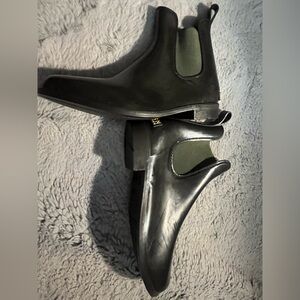 Ralph Lauren women black PVC elastic above ankle rain boots size 9